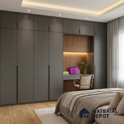 Dark Charcoal Grey Solid Colors Look LM 03027 Dark Dark Charcoal Grey 8 ft x 4 ft Zero Soft Matt Finish Decorative Laminate - 1 mm | Suitable for Living Room, Kitchen, Office