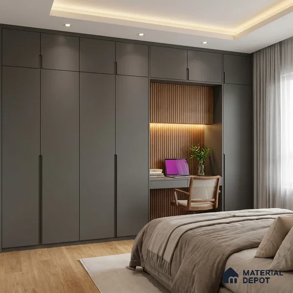 Dark Charcoal Grey Solid Colors Look LM 03027 Dark Dark Charcoal Grey 8 ft x 4 ft Zero Soft Matt Finish Decorative Laminate - 1 mm | Suitable for Living Room, Kitchen, Office