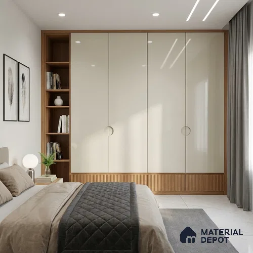 Beige Solid Colors Look LM 03031 Egg White 8 ft x 4 ft Extra Glossy Finish Decorative Laminate - 1 mm | Suitable for Living Room, Kitchen, Office