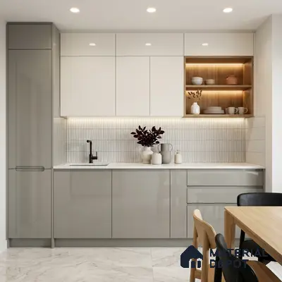 Grey Solid Colors Look LM 03032 Light Grey 8 ft x 4 ft Extra Glossy Finish Decorative Laminate - 1 mm | Suitable for Living Room, Kitchen, Office