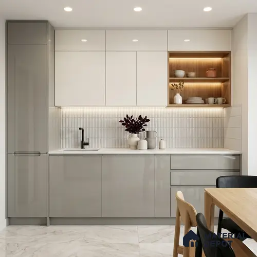 Grey Solid Colors Look LM 03032 Light Grey 8 ft x 4 ft Extra Glossy Finish Decorative Laminate - 1 mm | Suitable for Living Room, Kitchen, Office
