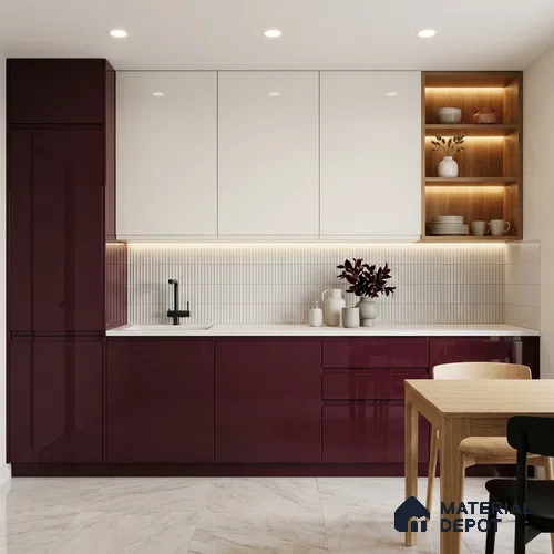 Blackcurrant Purple Solid Colors Look LM 03033 Black Current 8 ft x 4 ft Extra Glossy Finish Decorative Laminate - 1 mm | Suitable for Living Room, Kitchen, Office