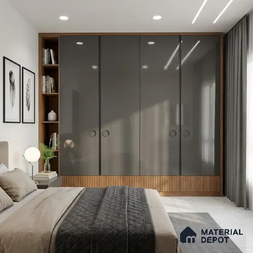 Grey Solid Colors Look LM 03035 Dark Grey 8 ft x 4 ft Extra Glossy Finish Decorative Laminate - 1 mm | Suitable for Living Room, Kitchen, Office