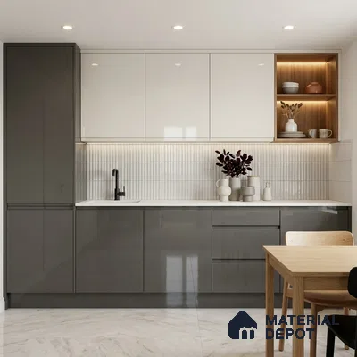 Grey Solid Colors Look LM 03035 Dark Grey 8 ft x 4 ft Extra Glossy Finish Decorative Laminate - 1 mm | Suitable for Living Room, Kitchen, Office