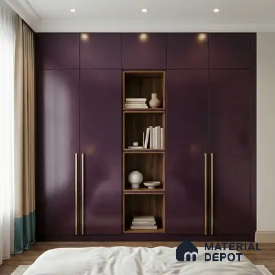 Purple Solid Colors Look LM 03038 Metallic Dark Purple 8 ft x 4 ft Metallic Glossy Finish Decorative Laminate - 1 mm | Suitable for Living Room, Kitchen, Office