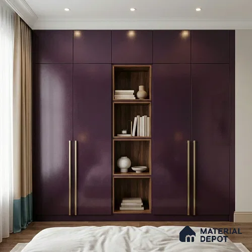 Purple Solid Colors Look LM 03038 Metallic Dark Purple 8 ft x 4 ft Metallic Glossy Finish Decorative Laminate - 1 mm | Suitable for Living Room, Kitchen, Office