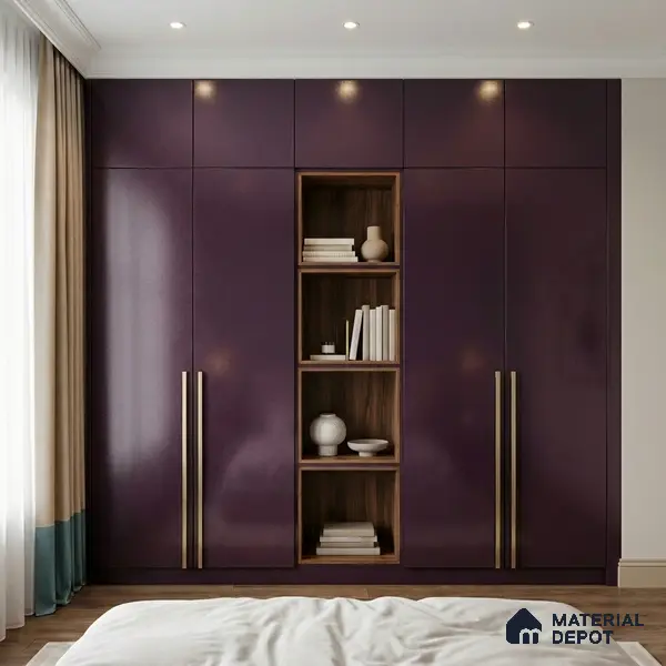 Purple Solid Colors Look LM 03038 Metallic Dark Purple 8 ft x 4 ft Metallic Glossy Finish Decorative Laminate - 1 mm | Suitable for Living Room, Kitchen, Office