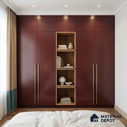 Metallic Chocolate Brown Solid Colors Look LM 03039 Metallic Choco 8 ft x 4 ft Metallic Glossy Finish Decorative Laminate - 1 mm | Suitable for Living Room, Kitchen, Office