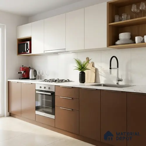 Metallic Golden Brown Solid Colors Look LM 03040 Metallic Golden 8 ft x 4 ft Metallic Glossy Finish Decorative Laminate - 1 mm | Suitable for Living Room, Kitchen, Office