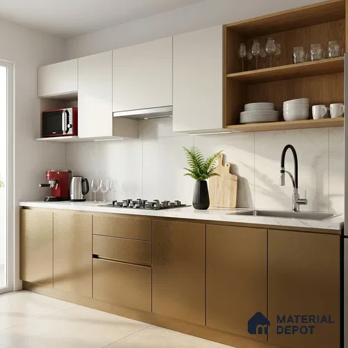 Metallic Coffee Brown Solid Colors Look LM 03041 Metallic Coffee 8 ft x 4 ft Metallic Glossy Finish Decorative Laminate - 1 mm | Suitable for Living Room, Kitchen, Office