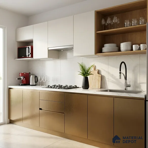 Metallic Coffee Brown Solid Colors Look LM 03041 Metallic Coffee 8 ft x 4 ft Metallic Glossy Finish Decorative Laminate - 1 mm | Suitable for Living Room, Kitchen, Office