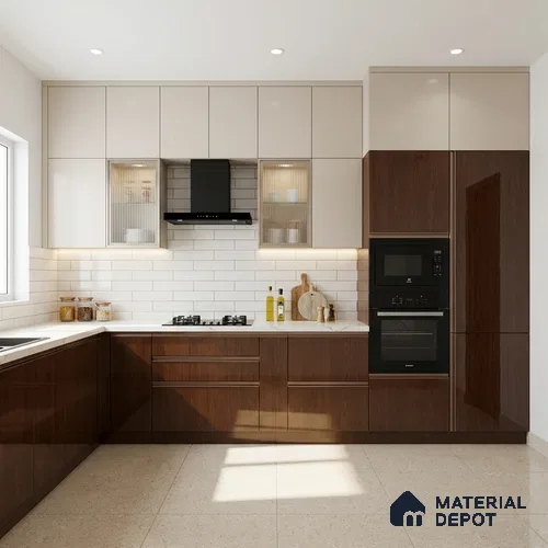 Wooden Look LM 03867 Caramel 8 ft x 4 ft High Gloss Finish Decorative Laminate - 1 mm | Suitable for TV Unit, Wardrobe, Kitchen Cabinets