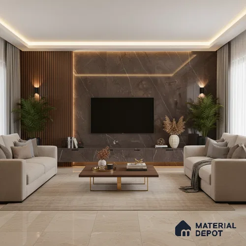 Stone Look LM 03869 8 ft x 4 ft High Gloss Finish Decorative Laminate - 1 mm | Suitable for TV Unit, Wardrobe, Kitchen Cabinets