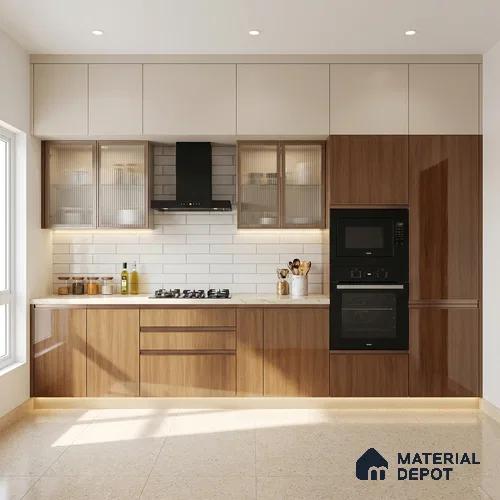 Wooden Look LM 03870 Sessaila Oak 8 ft x 4 ft High Gloss Finish Decorative Laminate - 1 mm | Suitable for TV Unit, Wardrobe, Kitchen Cabinets