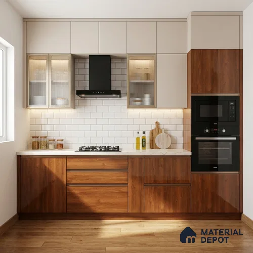 Wooden Look LM 03874 Verona Wood 8 ft x 4 ft High Gloss Finish Decorative Laminate - 1 mm | Suitable for TV Unit, Wardrobe, Kitchen Cabinets