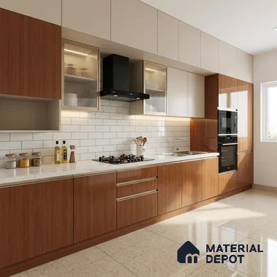 Wooden Look LM 03876 Autumn Mahogany 8 ft x 4 ft High Gloss Finish Decorative Laminate - 1 mm | Suitable for TV Unit, Wardrobe, Kitchen Cabinets