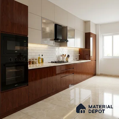 Wooden Look LM 03877 Inca Maple 8 ft x 4 ft High Gloss Finish Decorative Laminate - 1 mm | Suitable for TV Unit, Wardrobe, Kitchen Cabinets