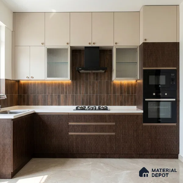 Wooden Look LM 03947 Suton Walnut 8 ft x 4 ft Texture Finish Decorative Laminate - 1 mm | Suitable for TV Unit, Wardrobe, Kitchen Cabinets