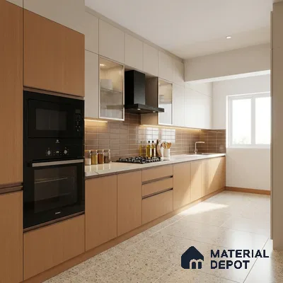 Wooden Look LM 03958 Sepia Oak 8 ft x 4 ft Suede Finish Decorative Laminate - 1 mm | Suitable for TV Unit, Wardrobe, Kitchen Cabinets
