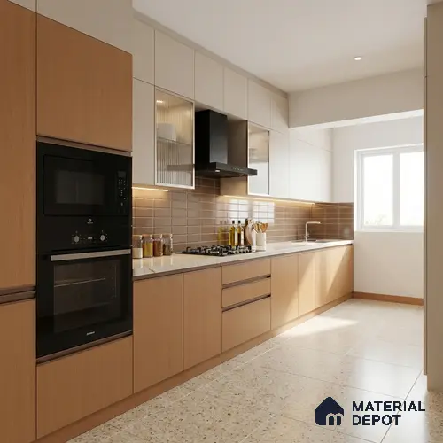 Wooden Look LM 03958 Sepia Oak 8 ft x 4 ft Suede Finish Decorative Laminate - 1 mm | Suitable for TV Unit, Wardrobe, Kitchen Cabinets