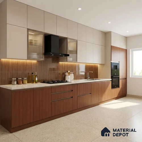 Wooden Look LM 03963 Autumn Mahogany 8 ft x 4 ft Suede Finish Decorative Laminate - 1 mm | Suitable for TV Unit, Wardrobe, Kitchen Cabinets