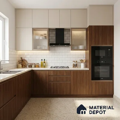 Wooden Look LM 03974 Mountain Walnut 8 ft x 4 ft Suede Finish Decorative Laminate - 1 mm | Suitable for TV Unit, Wardrobe, Kitchen Cabinets
