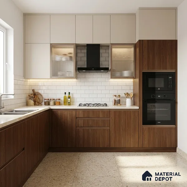 Wooden Look LM 03974 Mountain Walnut 8 ft x 4 ft Suede Finish Decorative Laminate - 1 mm | Suitable for TV Unit, Wardrobe, Kitchen Cabinets