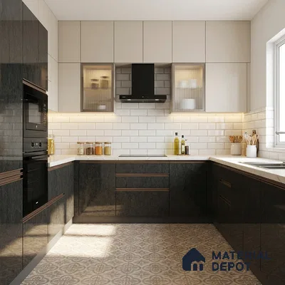 Wooden Look LM 10910 Grey Marquina Stone 8 ft x 4 ft Glossy Finish Decorative Laminate - 1 mm | Suitable for TV Unit, Wardrobe, Kitchen Cabinets