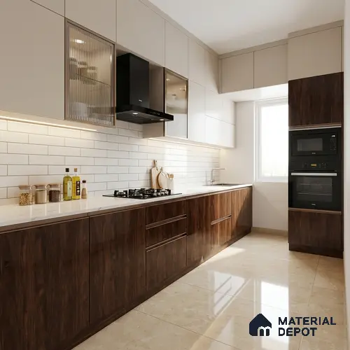 Wooden Look LM 10955 Myrtle Tuscan 8 ft x 4 ft Glossy Finish Decorative Laminate - 1 mm | Suitable for TV Unit, Wardrobe, Kitchen Cabinets