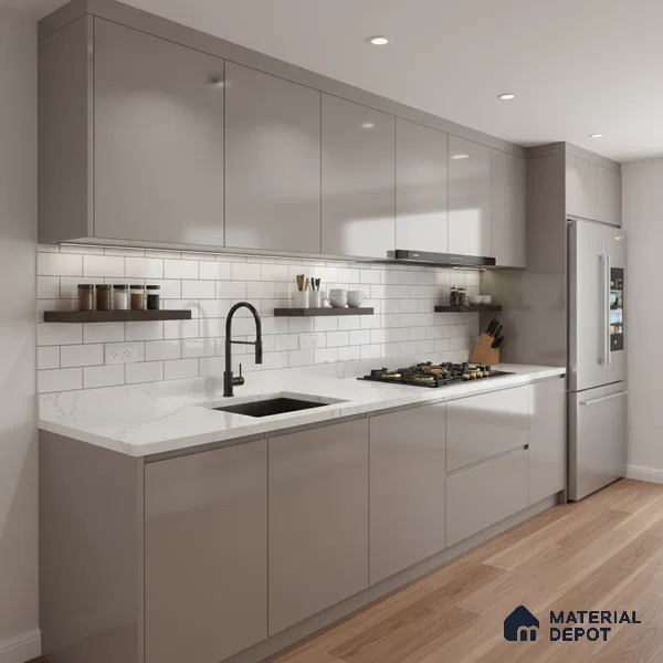 Ferrero 1C 01505 Misty Beige 8 ft x 4 ft High Gloss Finish 6H Anti Scratch Acrylic Laminate - 1.5 mm | Suitable for Living Room, Kitchen, Office