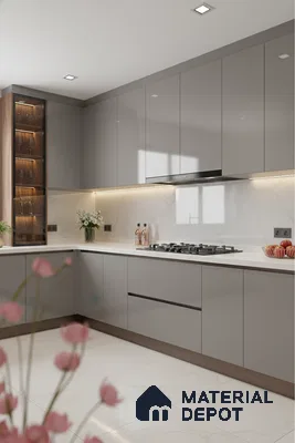 Ferrero 1C 01512 Charcoal Fog 8 ft x 4 ft High Gloss Finish 6H Anti Scratch Acrylic Laminate - 1.5 mm | Suitable for Living Room, Kitchen, Office