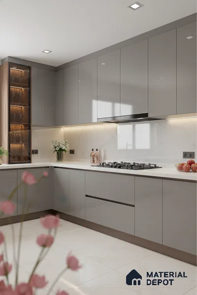 Ferrero 1C 01512 Charcoal Fog 8 ft x 4 ft High Gloss Finish 6H Anti Scratch Acrylic Laminate - 1.5 mm | Suitable for Living Room, Kitchen, Office