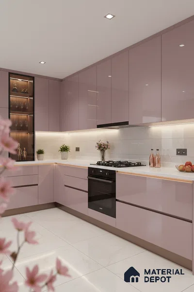 Ferrero 1C 01516 Dusky Rose 8 ft x 4 ft High Gloss Finish 6H Anti Scratch Acrylic Laminate - 1.5 mm | Suitable for Living Room, Kitchen, Office