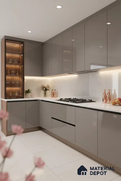 Ferrero 1C 01511 Ashwood Brown 8 ft x 4 ft High Gloss Finish 6H Anti Scratch Acrylic Laminate - 1.5 mm | Suitable for Living Room, Kitchen, Office