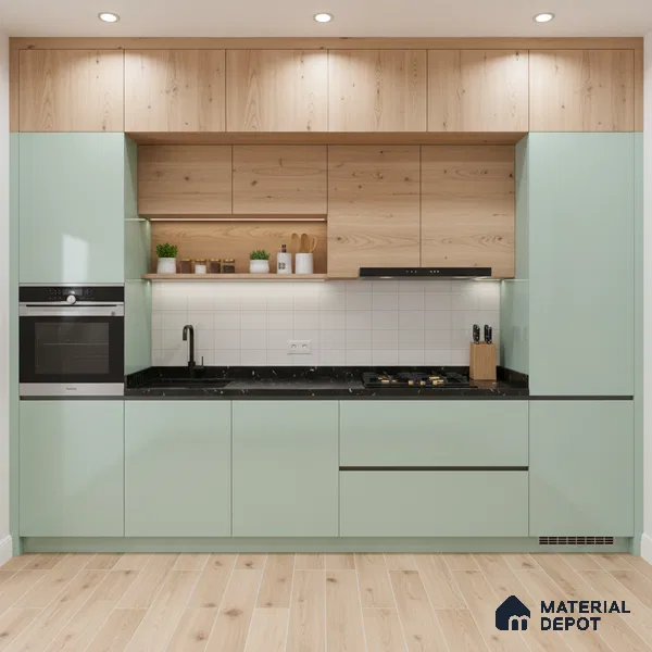 Ferrero 1C 01522 Breeze Green 8 ft x 4 ft High Gloss Finish 6H Anti Scratch Acrylic Laminate - 1.5 mm | Suitable for Living Room, Kitchen, Office