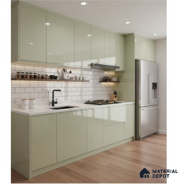 Ferrero 1C 01523 Olive Whisper 8 ft x 4 ft High Gloss Finish 6H Anti Scratch Acrylic Laminate - 1.5 mm | Suitable for Living Room, Kitchen, Office