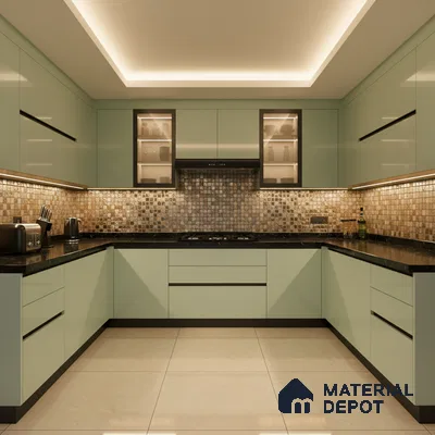 Ferrero 1C 01523 Olive Whisper 8 ft x 4 ft High Gloss Finish 6H Anti Scratch Acrylic Laminate - 1.5 mm | Suitable for Living Room, Kitchen, Office