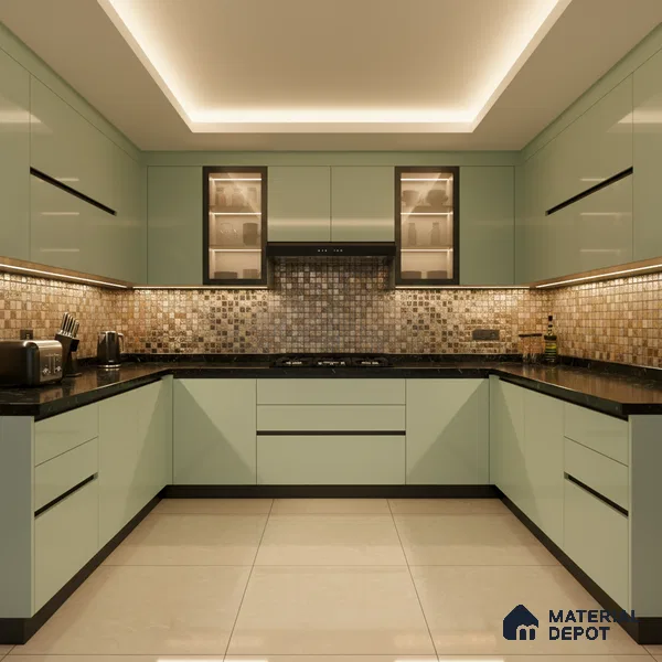 Ferrero 1C 01523 Olive Whisper 8 ft x 4 ft High Gloss Finish 6H Anti Scratch Acrylic Laminate - 1.5 mm | Suitable for Living Room, Kitchen, Office