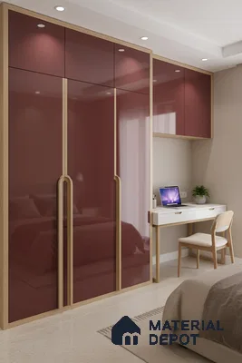 Ferrero 1C 01527 Dark Garnet 8 ft x 4 ft High Gloss Finish 6H Anti Scratch Acrylic Laminate - 1.5 mm | Suitable for Bedroom, TV Unit, Wardrobe, Kitchen Cabinet