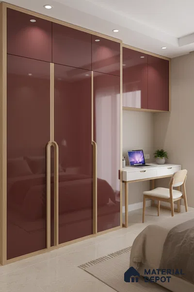 Ferrero 1C 01527 Dark Garnet 8 ft x 4 ft High Gloss Finish 6H Anti Scratch Acrylic Laminate - 1.5 mm | Suitable for Bedroom, TV Unit, Wardrobe, Kitchen Cabinet