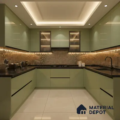 Ferrero 1C 01524 Harvest Olive 8 ft x 4 ft High Gloss Finish 6H Anti Scratch Acrylic Laminate - 1.5 mm | Suitable for Living Room, Kitchen, Office
