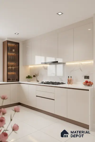 Ferrero 1C 01581 Creamy Beige 8 ft x 4 ft High Gloss Finish 6H Anti Scratch Acrylic Laminate - 1.5 mm | Suitable for Living Room, Kitchen, Office