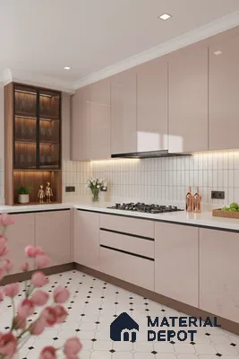 Ferrero 1C 01569 Antique Blush 8 ft x 4 ft High Gloss Finish 6H Anti Scratch Acrylic Laminate - 1.5 mm | Suitable for Living Room, Kitchen, Office