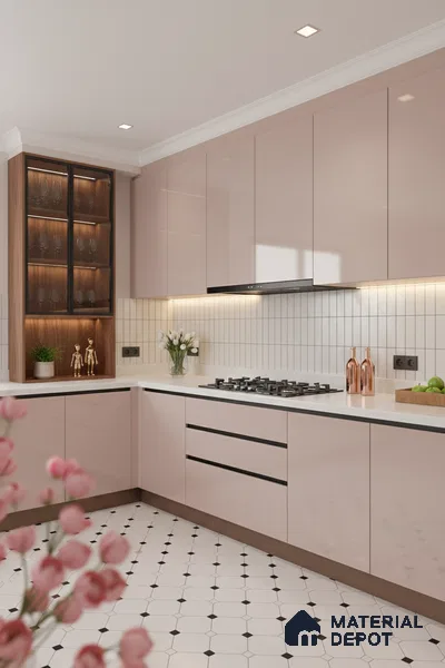 Ferrero 1C 01569 Antique Blush 8 ft x 4 ft High Gloss Finish 6H Anti Scratch Acrylic Laminate - 1.5 mm | Suitable for Living Room, Kitchen, Office