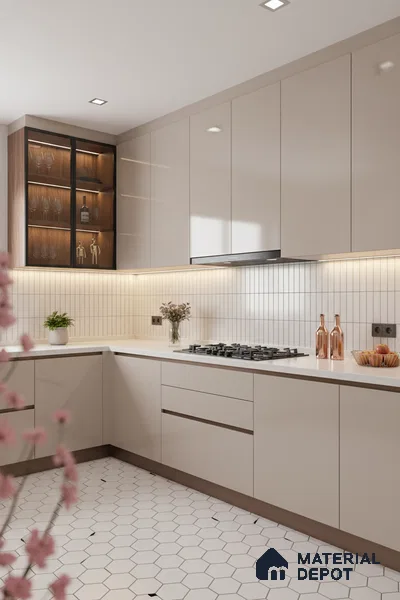 Ferrero 1C 01566 Blush Beige 8 ft x 4 ft High Gloss Finish 6H Anti Scratch Acrylic Laminate - 1.5 mm | Suitable for Living Room, Kitchen, Office