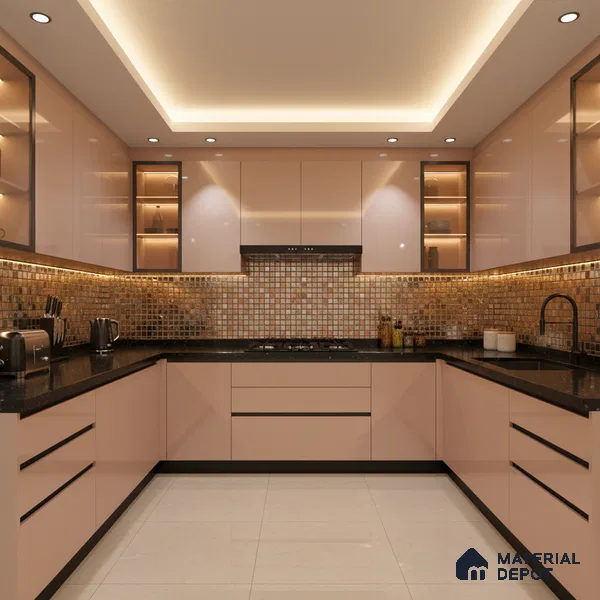 Ferrero 1C 01584 Desert Peach 8 ft x 4 ft High Gloss Finish 6H Anti Scratch Acrylic Laminate - 1.5 mm | Suitable for Living Room, Kitchen, Office