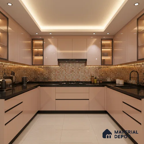 Ferrero 1C 01584 Desert Peach 8 ft x 4 ft High Gloss Finish 6H Anti Scratch Acrylic Laminate - 1.5 mm | Suitable for Living Room, Kitchen, Office
