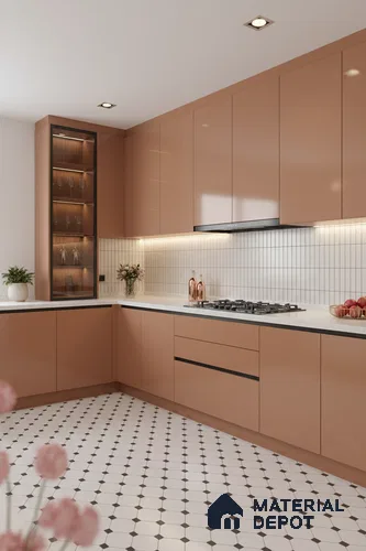 Ferrero 1C 01585 Copper Beige 8 ft x 4 ft High Gloss Finish 6H Anti Scratch Acrylic Laminate - 1.5 mm | Suitable for Living Room, Kitchen, Office