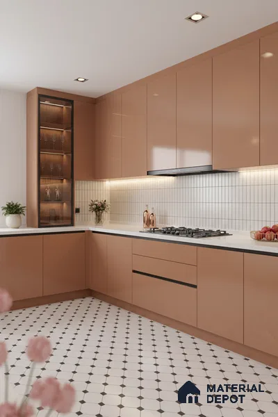 Ferrero 1C 01585 Copper Beige 8 ft x 4 ft High Gloss Finish 6H Anti Scratch Acrylic Laminate - 1.5 mm | Suitable for Living Room, Kitchen, Office