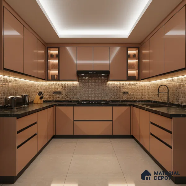 Ferrero 1C 01585 Copper Beige 8 ft x 4 ft High Gloss Finish 6H Anti Scratch Acrylic Laminate - 1.5 mm | Suitable for Living Room, Kitchen, Office